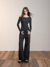 Heavy-Duty Distressed Wide-Leg Jeans - CHINASQUAD