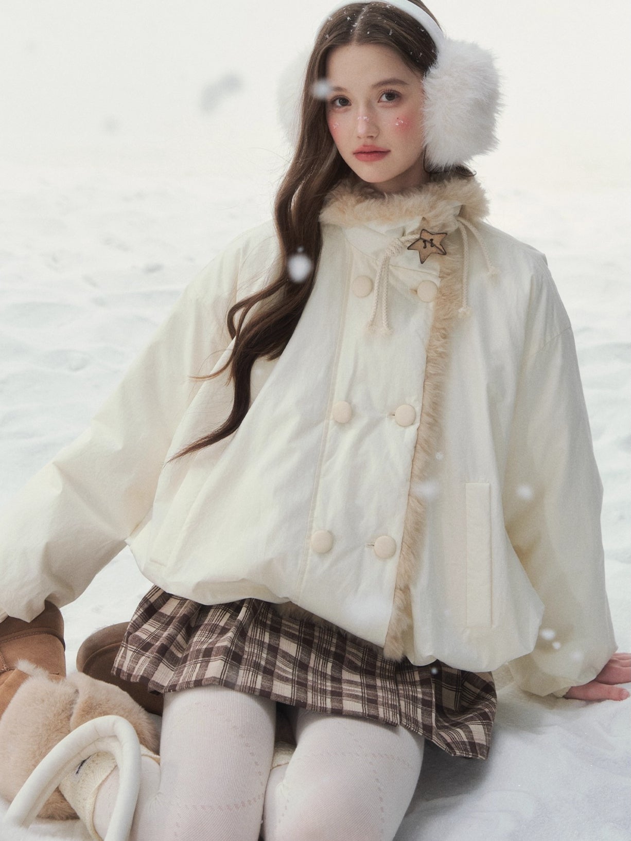 White Starry Birch Duck Down Jacket