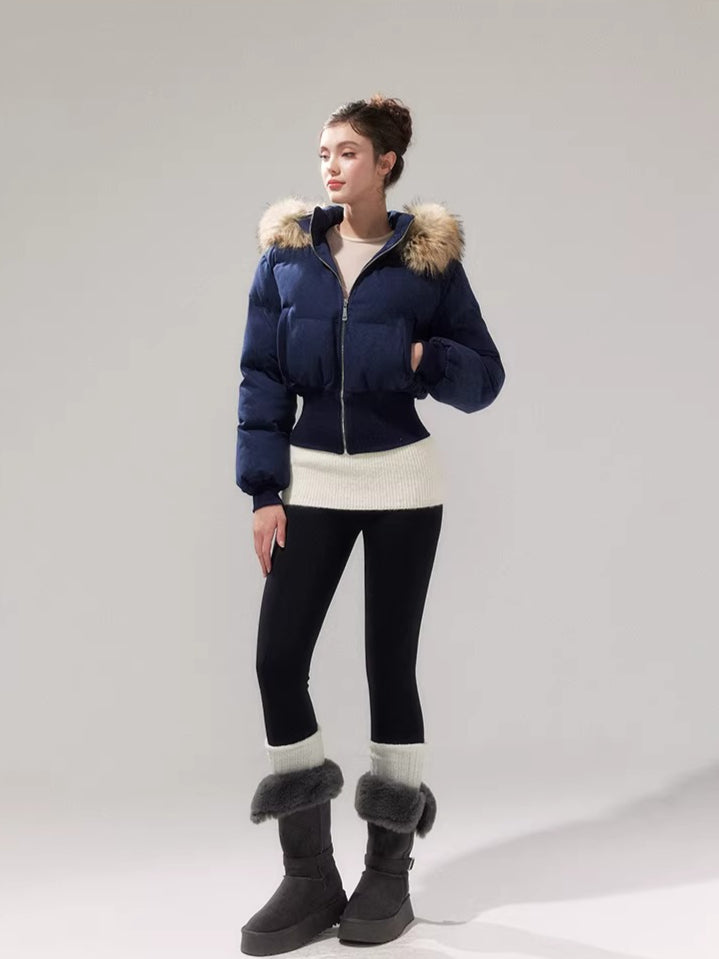 Retro Hourglass Waist Cotton Puffer Jacket