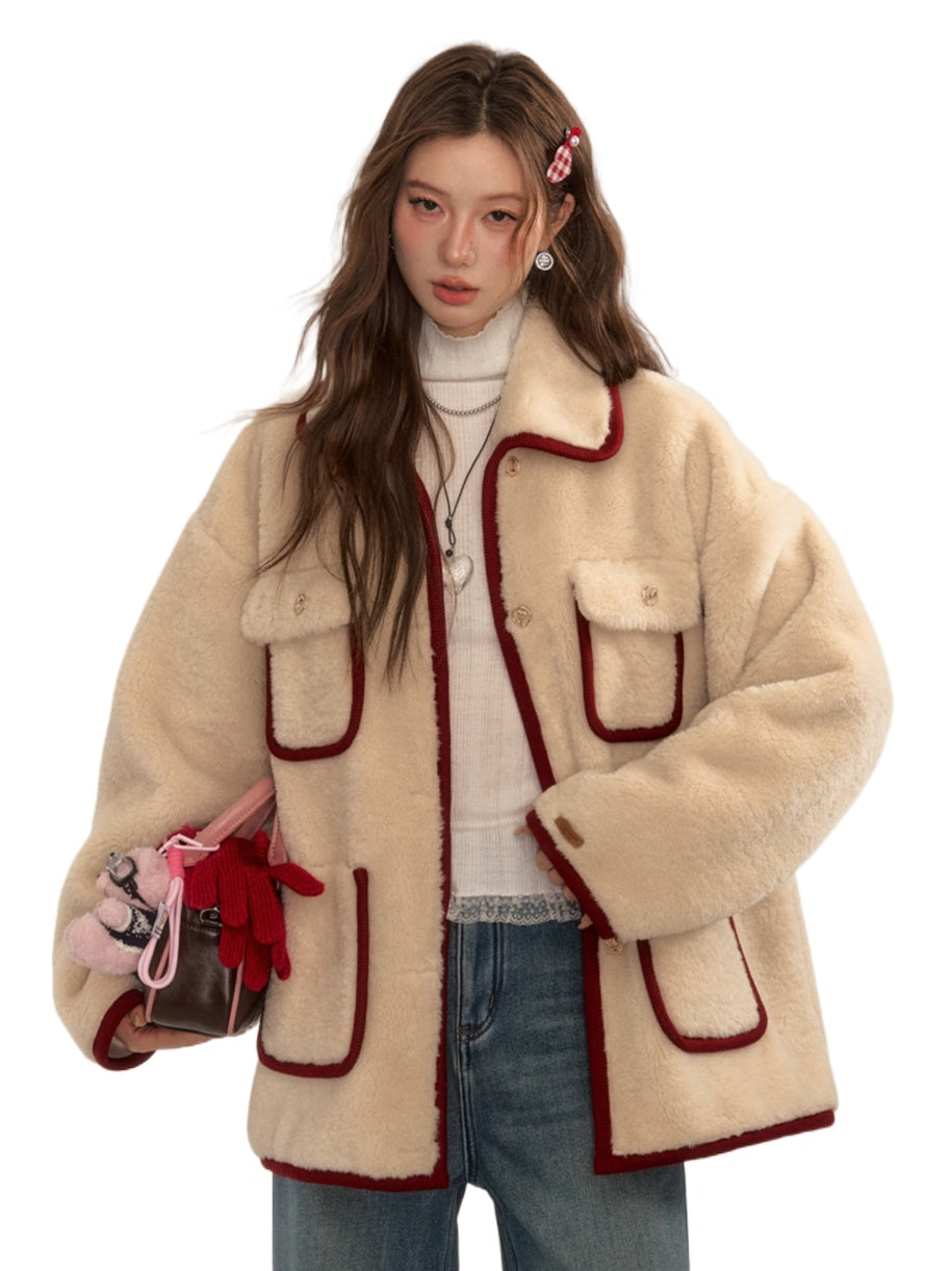 Vintage Sweet Shearling Wool Coat