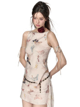 Butterfly Print Tank Top & Skirt Set - CHINASQUAD