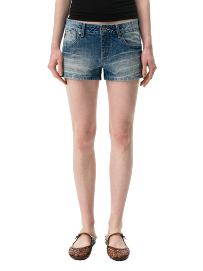 Vintage Washed Low-Rise Denim Shorts
