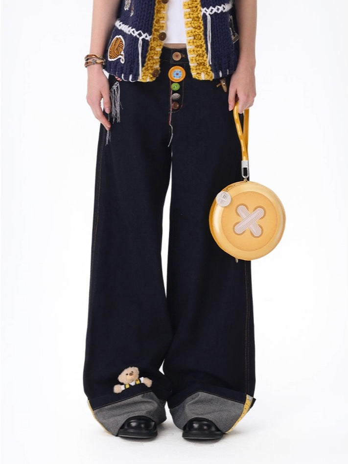 Tailor Bear Unisex Wide-Leg Denim Trousers