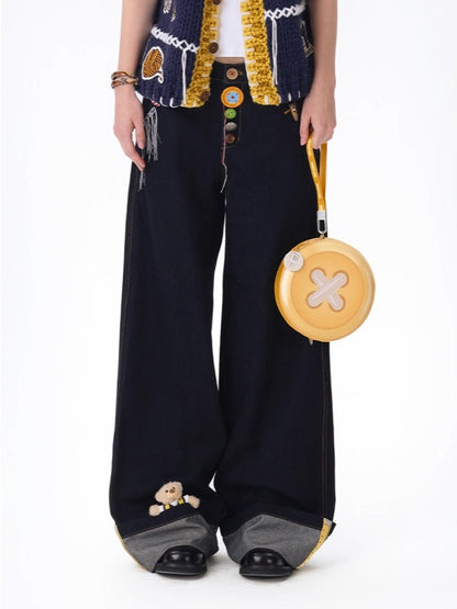 Tailor Bear Unisex Wide-Leg Denim Trousers