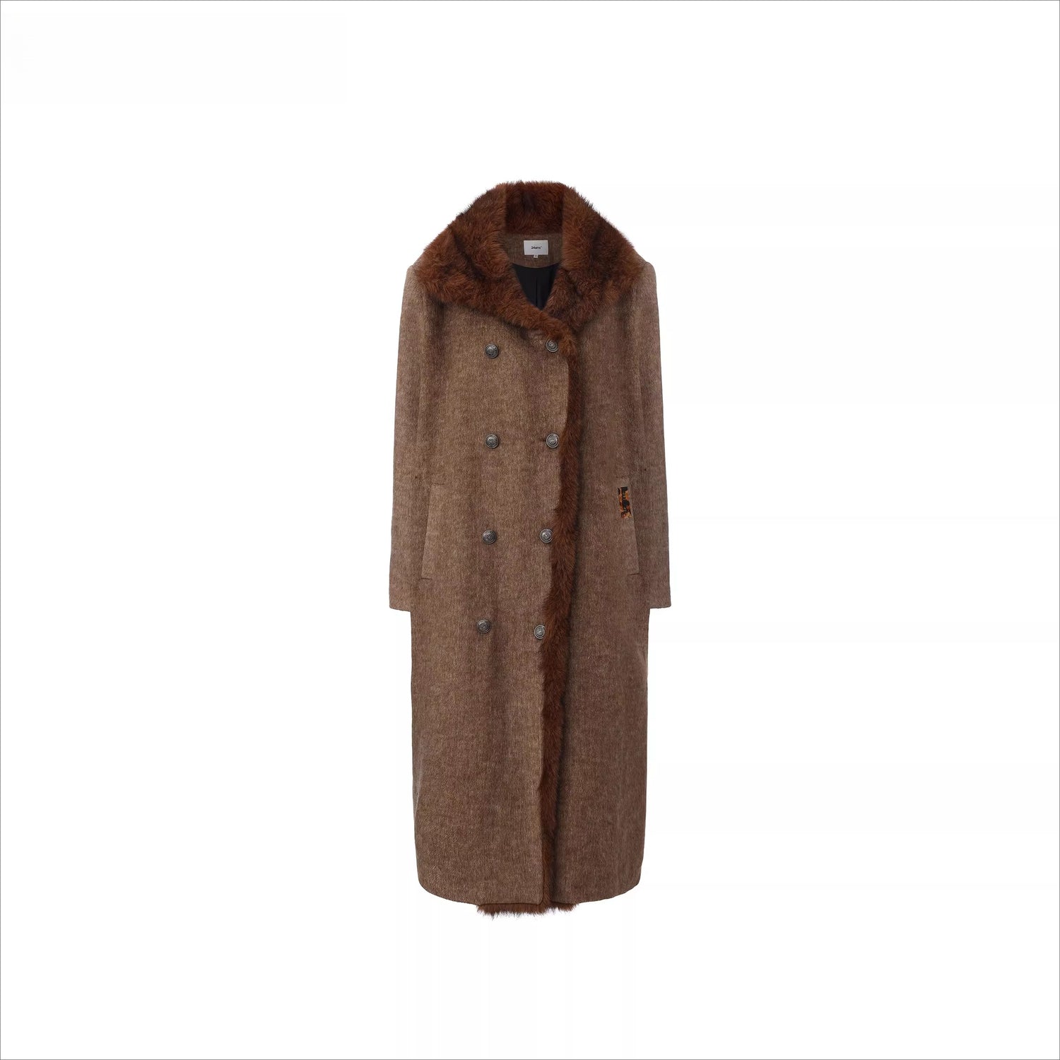 Detachable Fur Collar Wool-Blend Coat