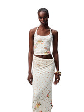 Floral All-Over Printed Big Round Neck Knotted Tank Top - CHINASQUAD