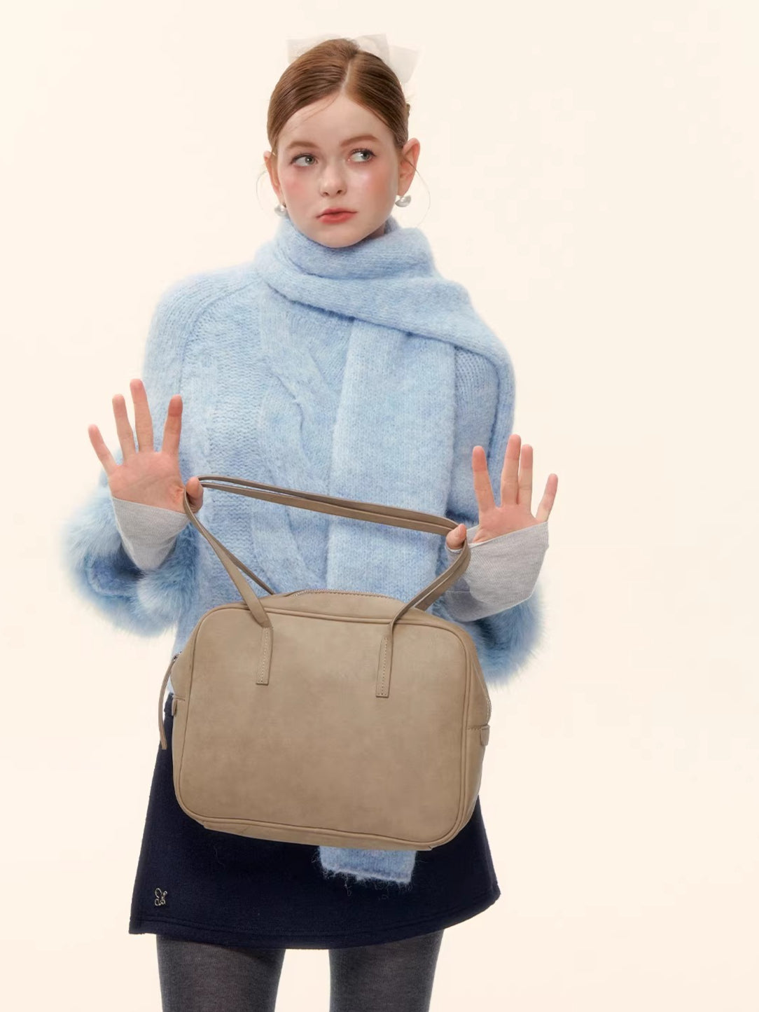 Wool-Blend Cable-Knit Batwing Scarf Sweater