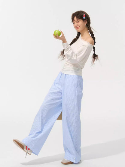 Asymmetric Shoulder Long-Sleeve Top