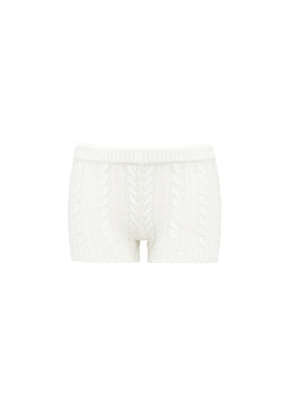 Black &amp; White Knitted Slim-Fit Low-Waist Shorts