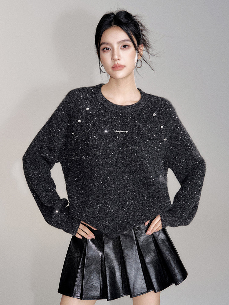 Sequin Relaxed Casual Wool Sweater