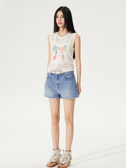 Raw-Edged Cool Denim Shorts - CHINASQUAD