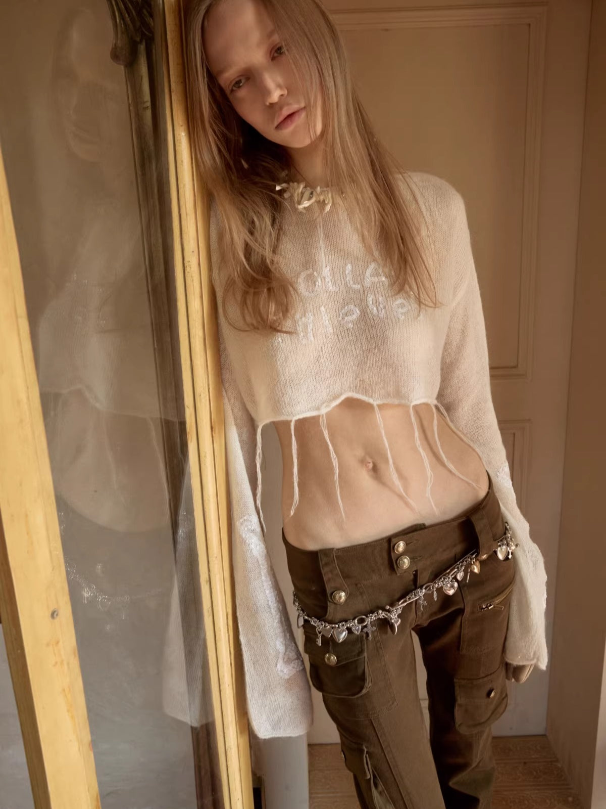 Mohair Sequin Sheer Knit Base Layer