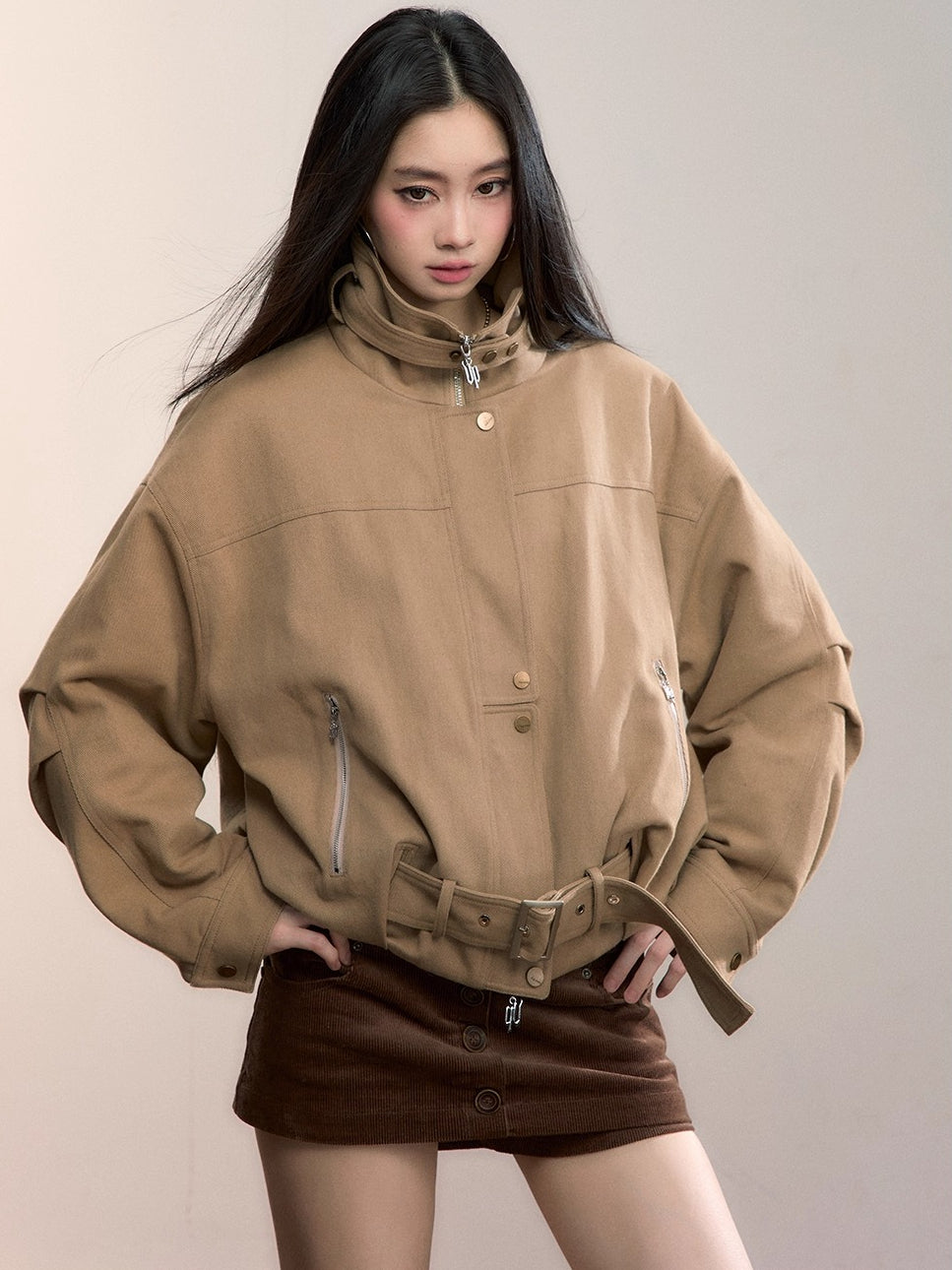 Detachable Gradient Faux Fur Padded Jacket