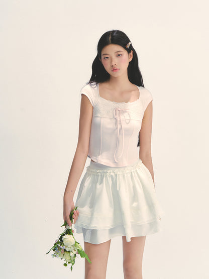 Lace Trim Short Sleeve T-shirt - CHINASQUAD