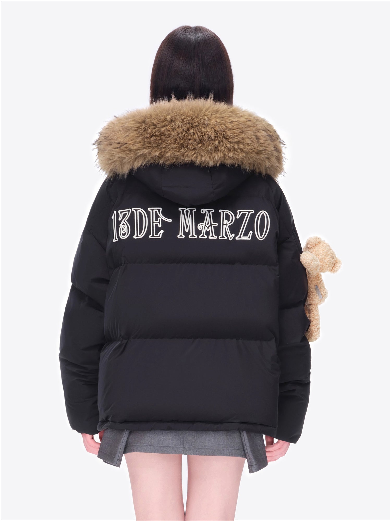 Detachable Fur Collar Hooded Down Jacket