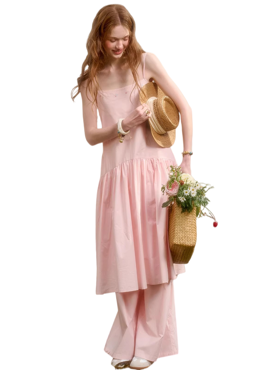 Embroidered Shirt Dress &amp; Slip Dress Set