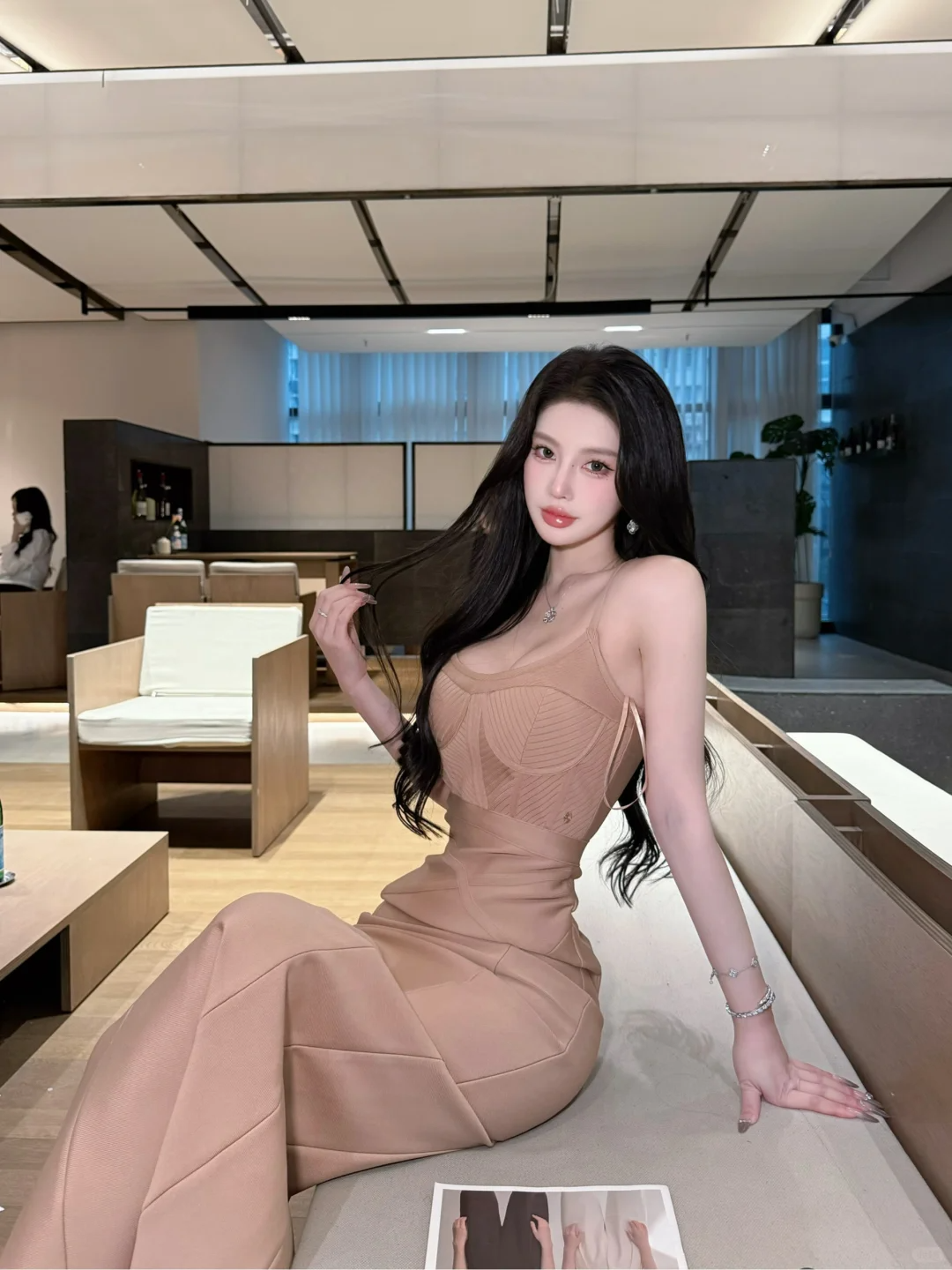 Nude Slim-Fit Panel Dress