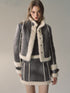 Grey Short Plush Shearling Jacket & Skirt Set - CHINASQUAD