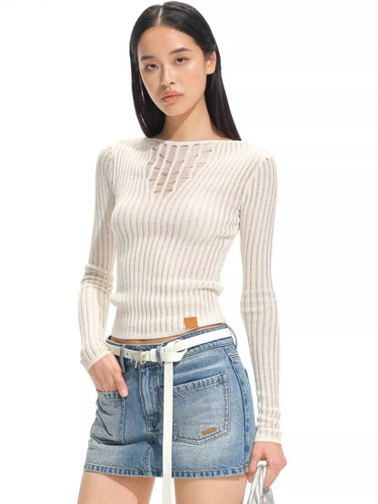 Blue Ridge V-Neck Fitted Knit Sweater