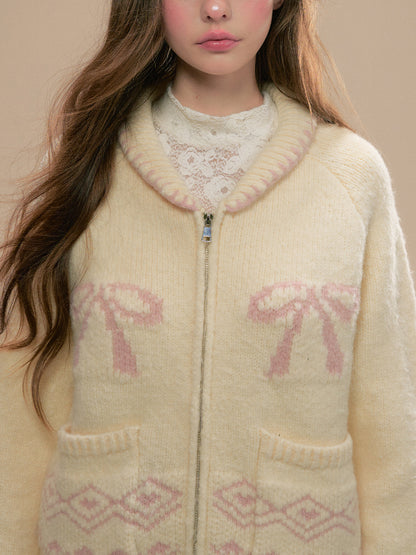 Pink Fair Isle Wool Cardigan