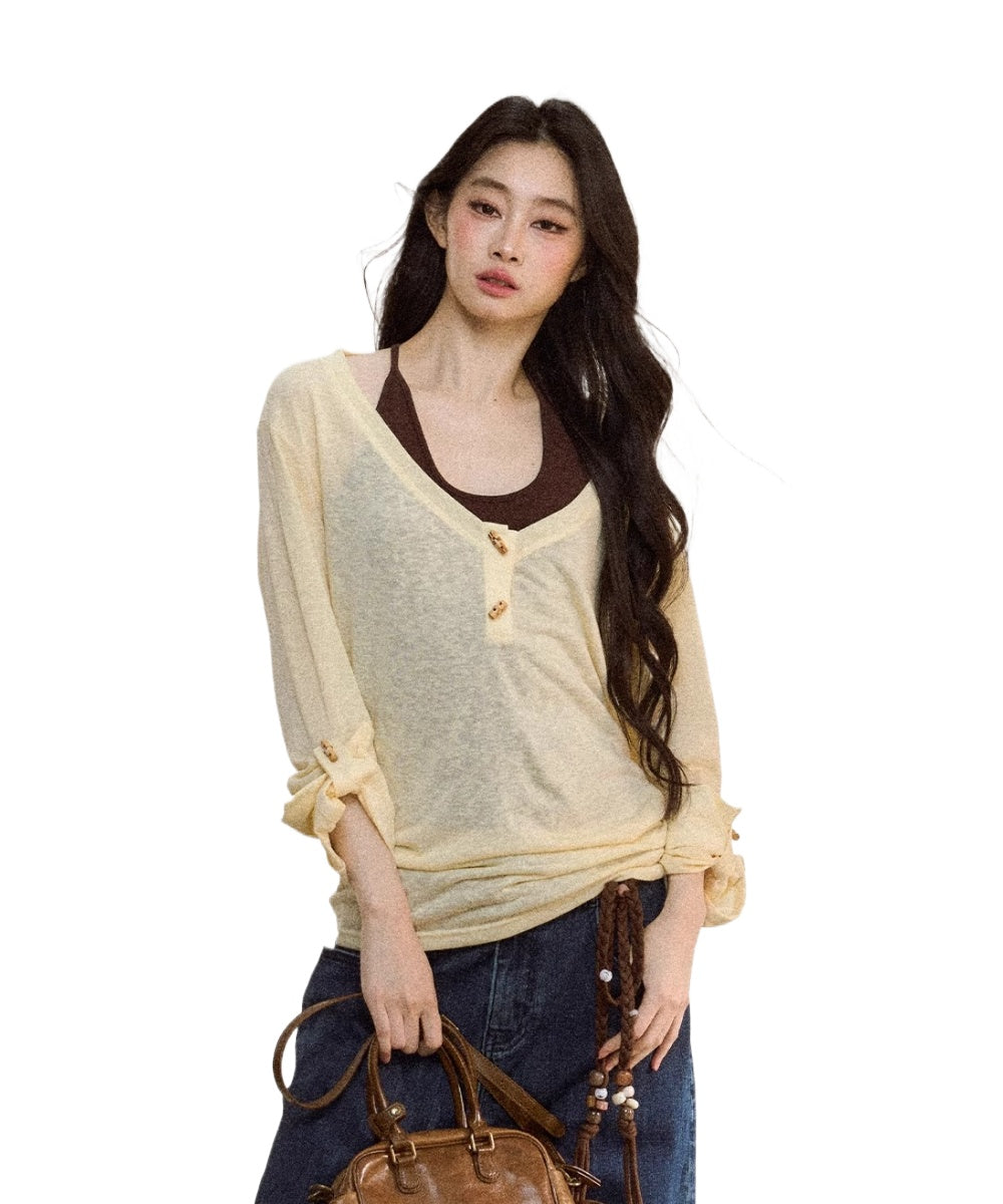 Textured Silk-Blend V-Neck Pullover &amp; Tank Top Set