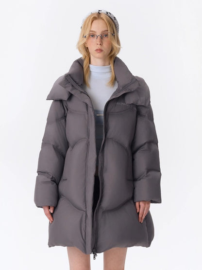 Lightweight Hooded Mid-Length Down Coat