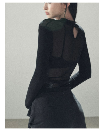Lightweight Semi-Sheer Cowl Neck Long Sleeve Top | Final Sale