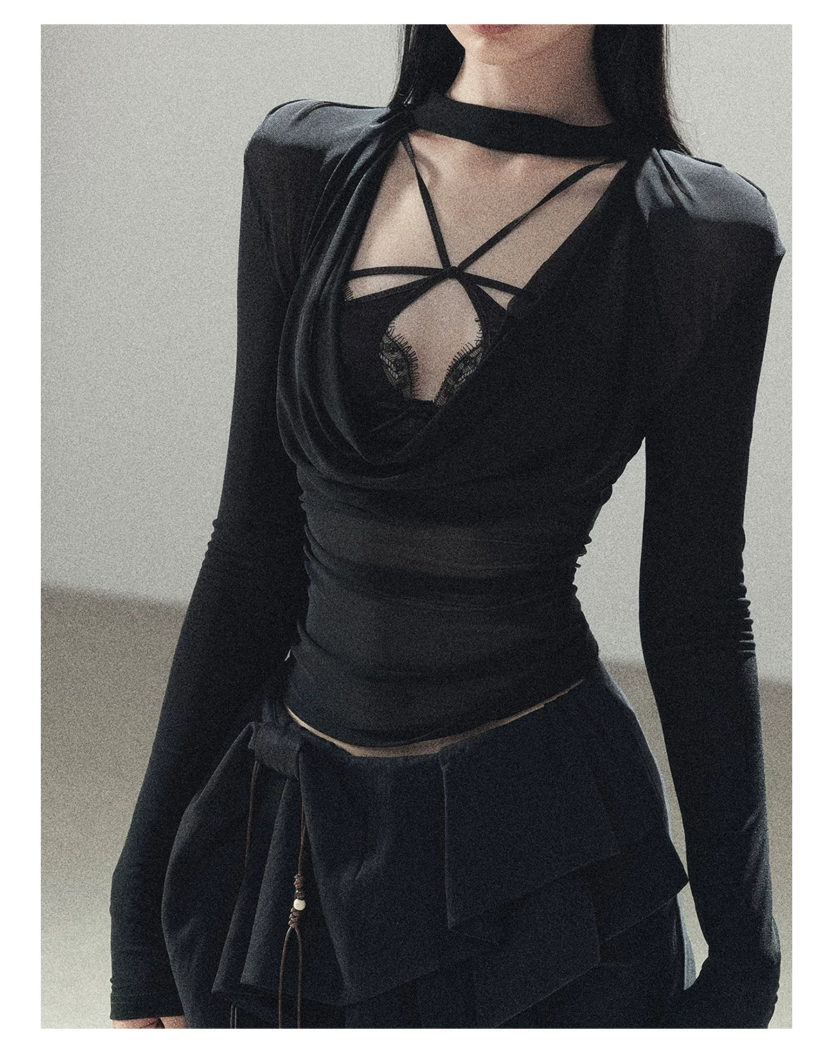 Lightweight Semi-Sheer Cowl Neck Long Sleeve Top | Final Sale