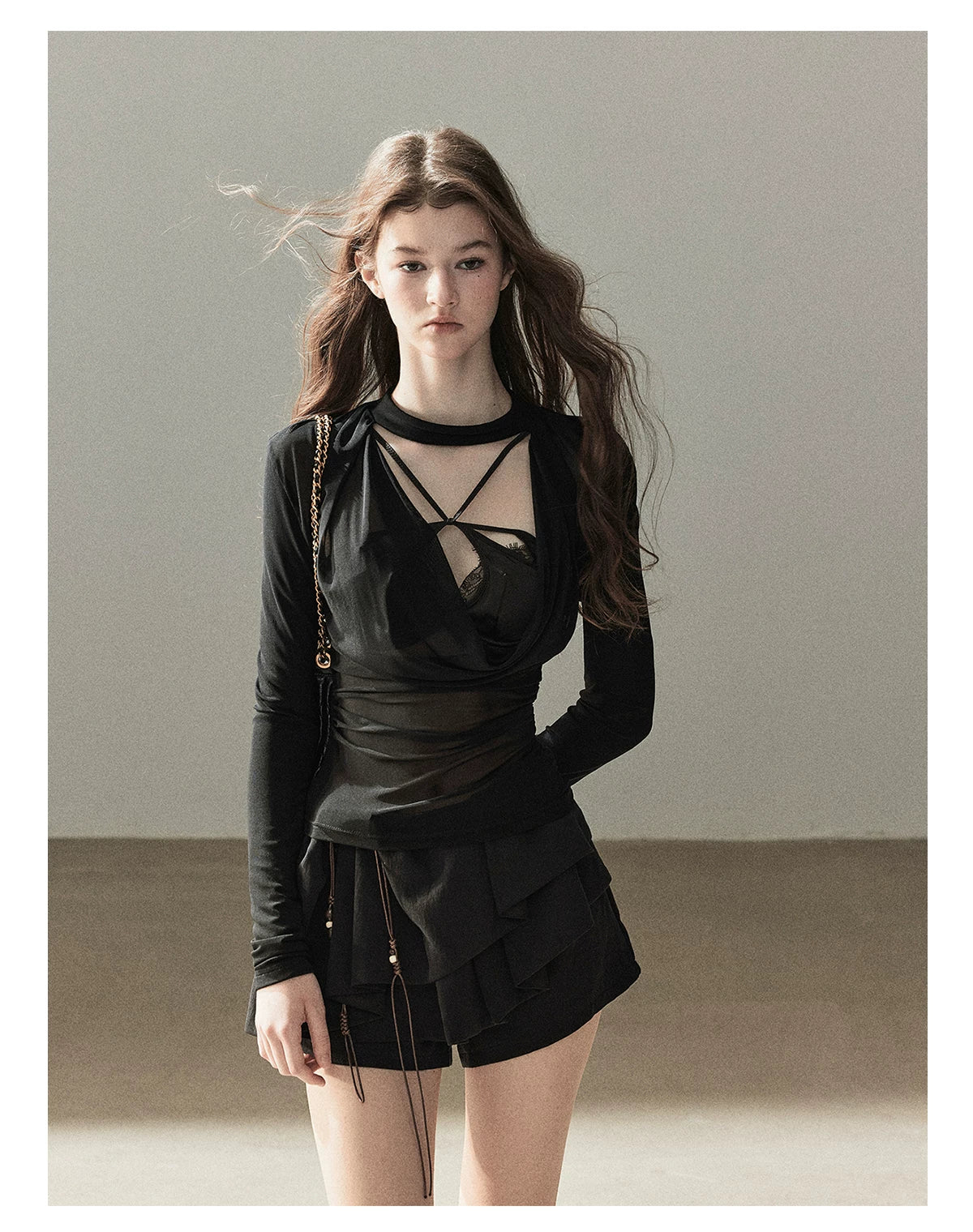 Lightweight Semi-Sheer Cowl Neck Long Sleeve Top | Final Sale