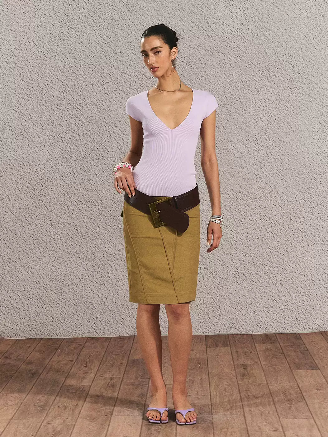 Lilac Deep-V Knit Top | Final Sale