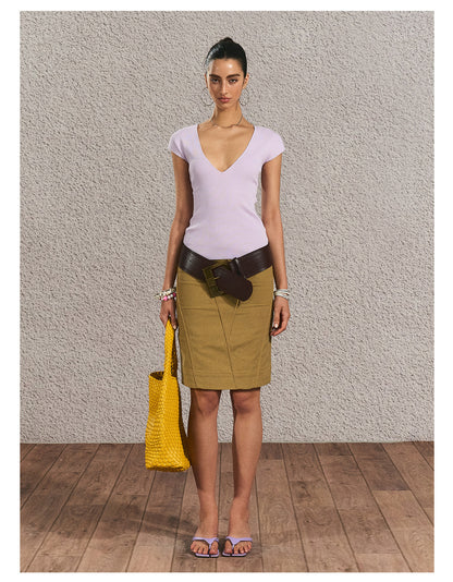 Lilac Deep-V Knit Top | Final Sale