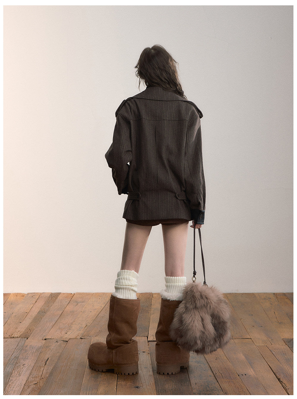 Faux-Layer Double-Breasted Wool Jacket