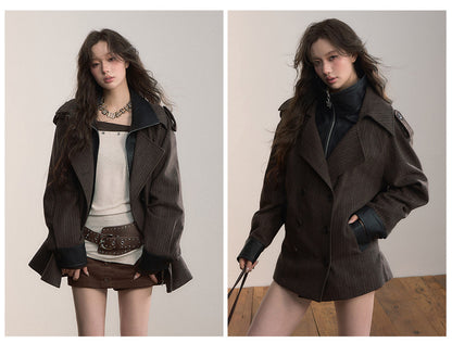 Faux-Layer Double-Breasted Wool Jacket