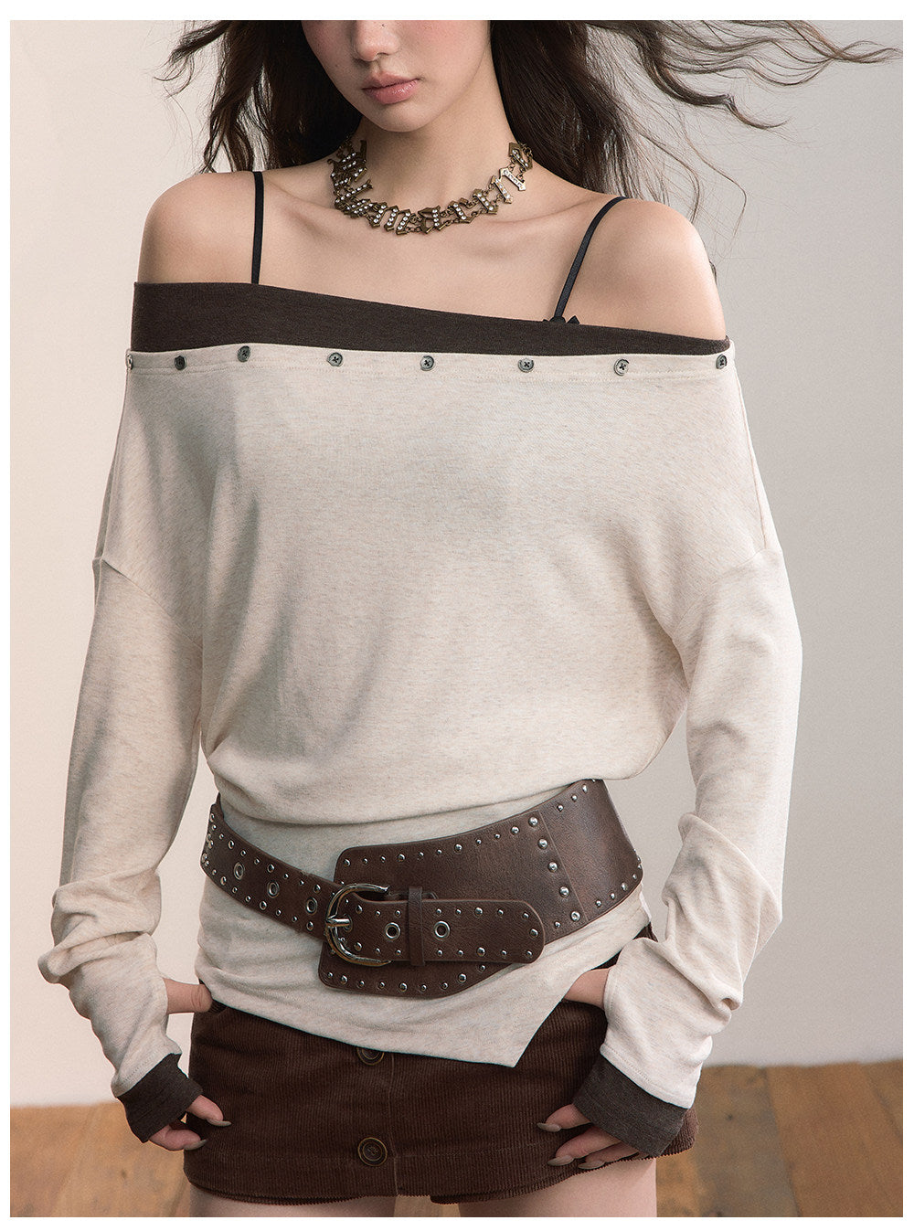 Asymmetric Off-Shoulder Knitwear