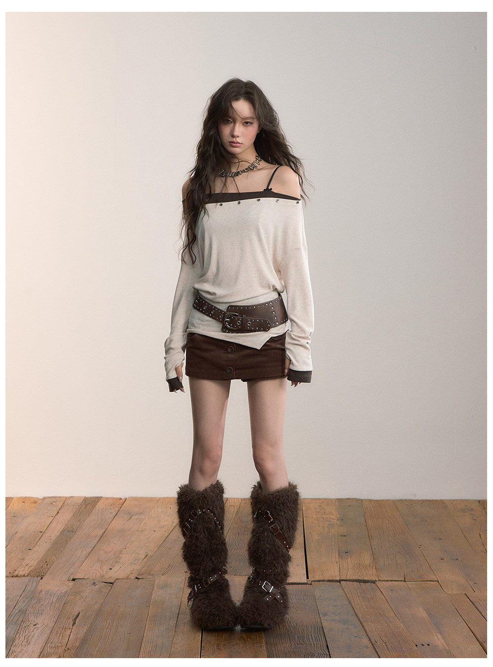 Asymmetric Off-Shoulder Knitwear