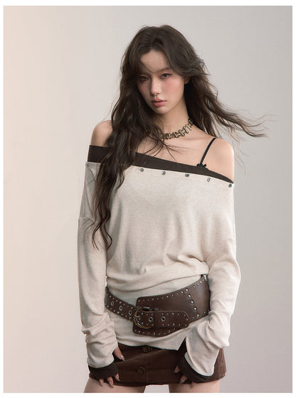 Asymmetric Off-Shoulder Knitwear