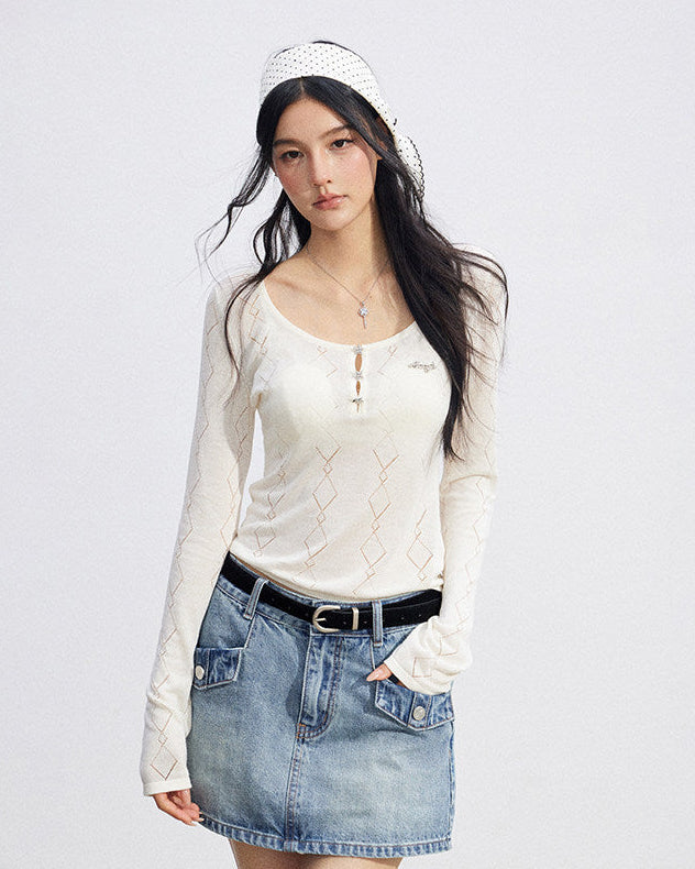 Ice Silk Hollow Knit Top | Final Sale