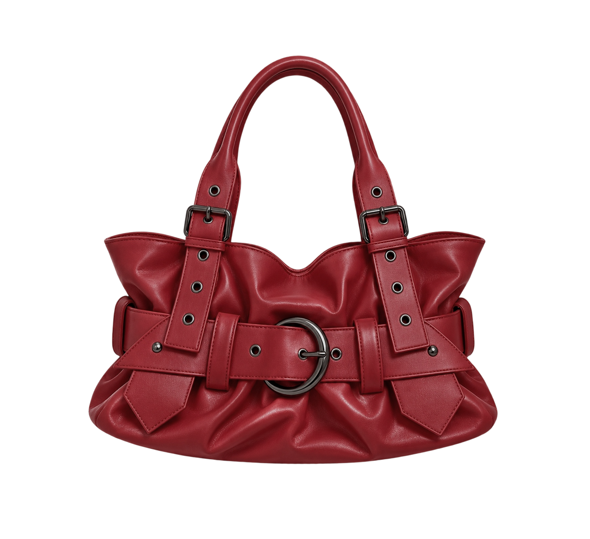 Gathered Belt Strap Shoulder Bag