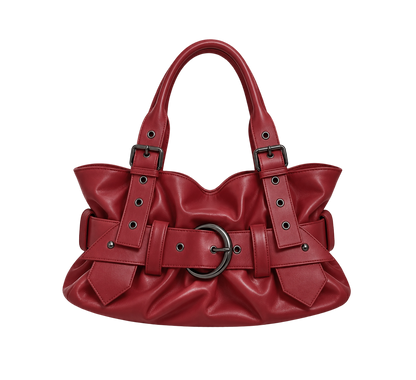 Gathered Belt Strap Shoulder Bag
