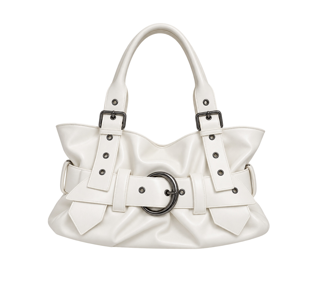 Gathered Belt Strap Shoulder Bag