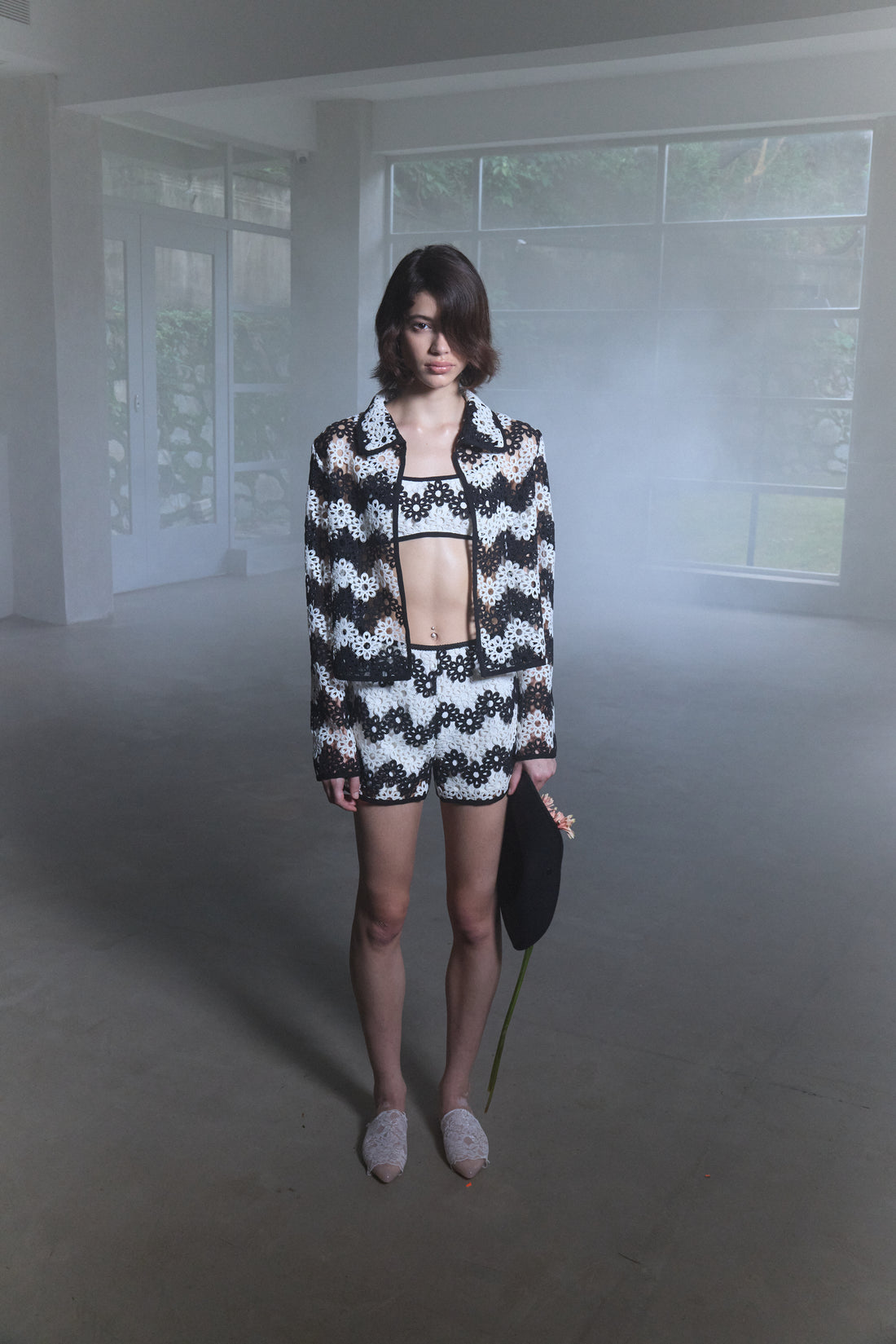 Openwork Floral Three-Piece Set