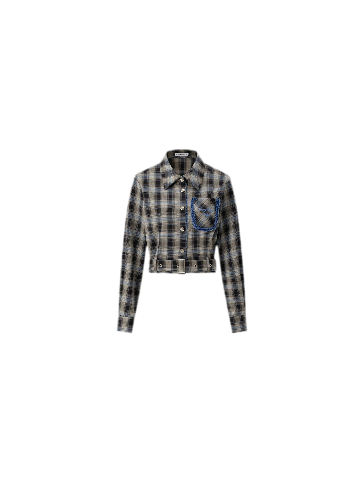 Fringe Plaid Cropped Shirt Jacket
