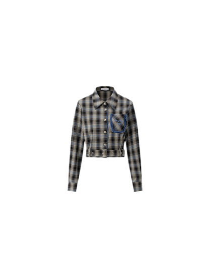 Fringe Plaid Cropped Shirt Jacket