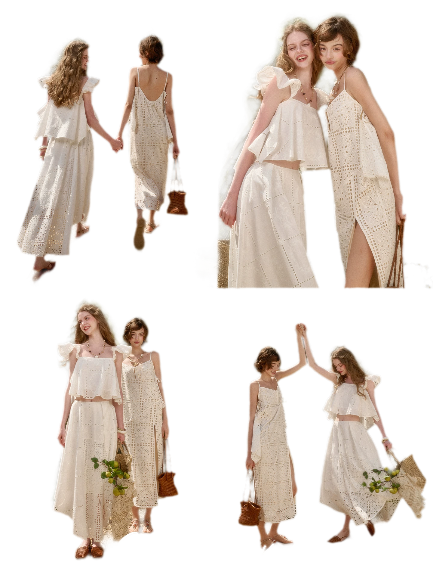 Clear White Embroidered Cotton Set