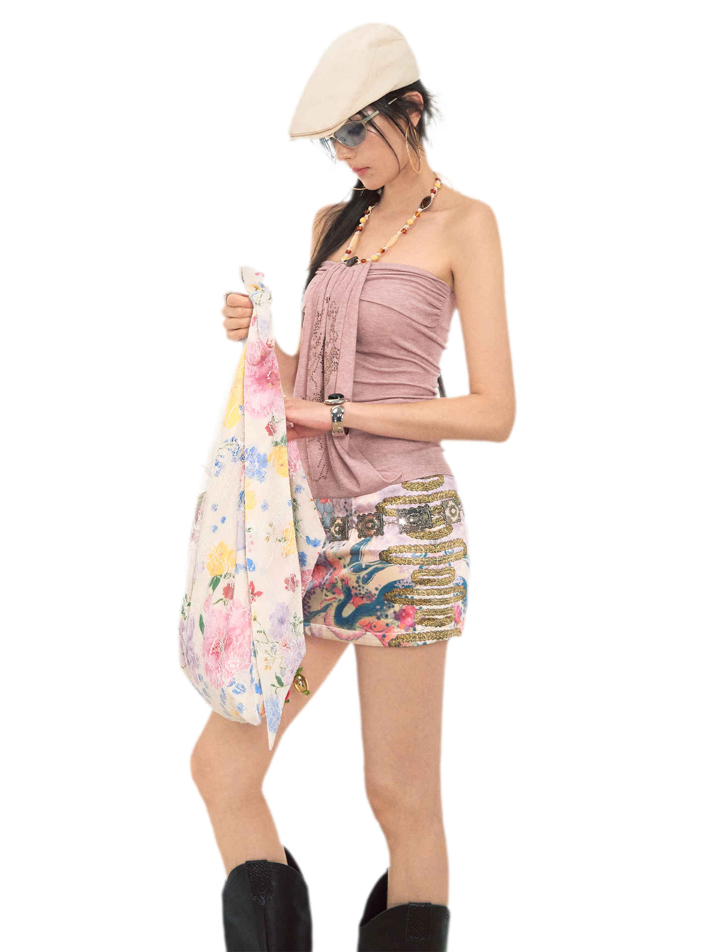 Aman Halter Neck Crystal Embellished Slim Fit Top