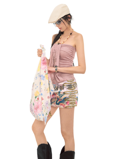Aman Halter Neck Crystal Embellished Slim Fit Top