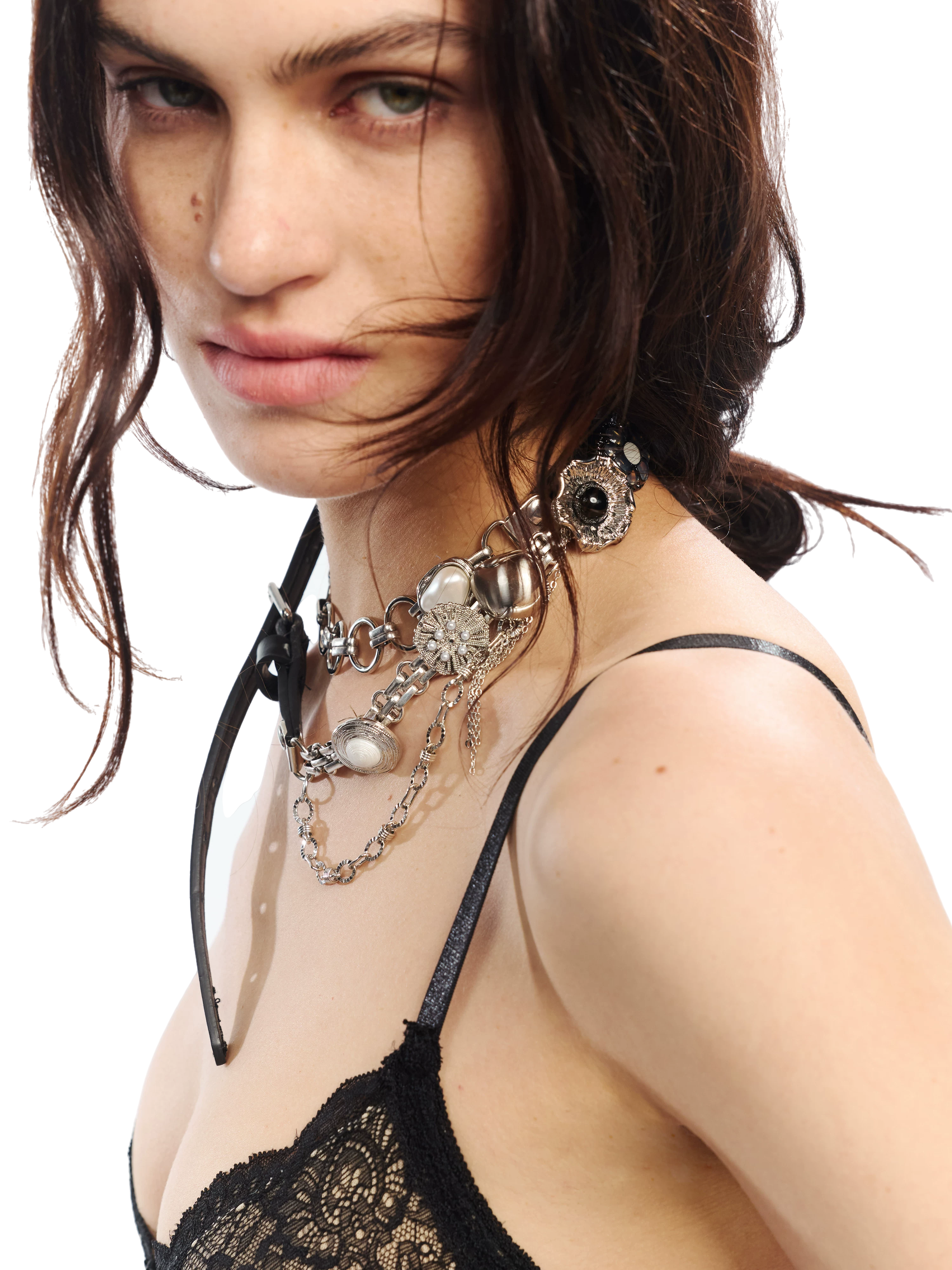 Adjustable Tassel Chain Waist Belt with Floral Design