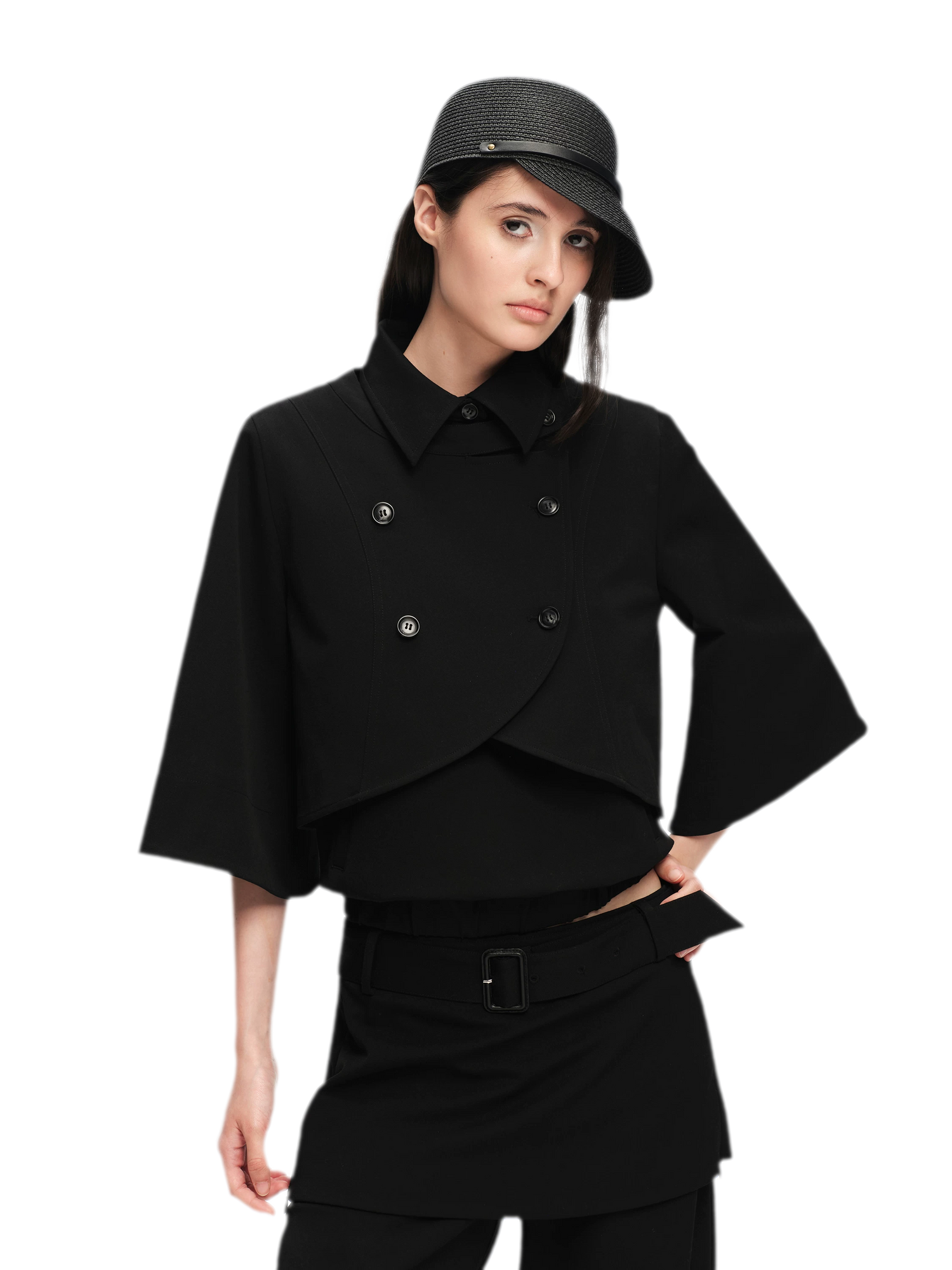 Double-Breasted Cape Vest Coat