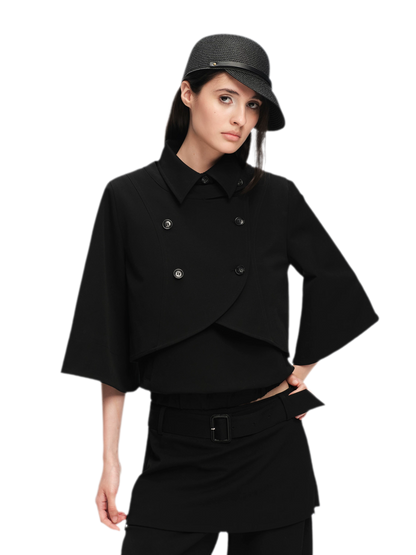Double-Breasted Cape Vest Coat
