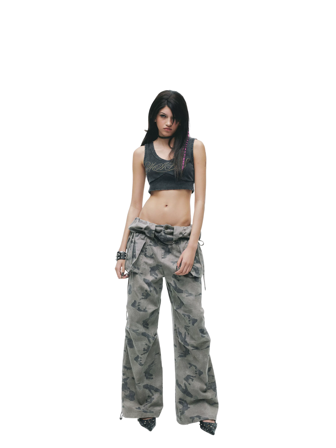 Washed Rhinestone Distressed Tank Top